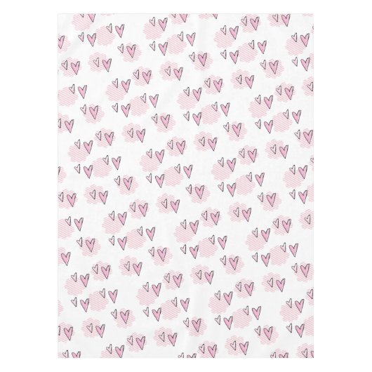 Valentijnsdag Tafelkleed Roze Harten Stripe (Voorkant)