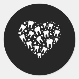 Valentijnsdag Tandarts Mondhygiënist Hart Ook Ronde Sticker
