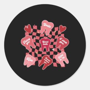 Valentijnsdag Tandarts Mondhygiënist Tand Snoepgoe Ronde Sticker