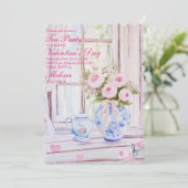 Valentijnsdag Tea Party bewerkbare uitnodiging (Staand voorkant)