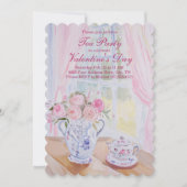 Valentijnsdag Tea Party bewerkbare uitnodiging (Voorkant)