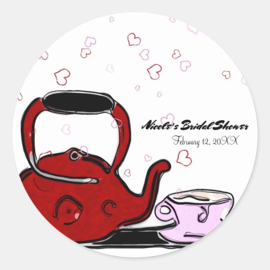 Valentijnsdag Tea Party Chic Party Favor Ronde Sticker (Voorkant)