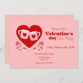 Valentijnsdag Tea Party Kaart (Voorkant / Achterkant)