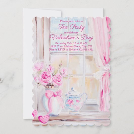 Valentijnsdag Tea Party Uitnodiging (Voorkant)