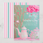 Valentijnsdag Tea Party Uitnodiging (Voorkant / Achterkant)