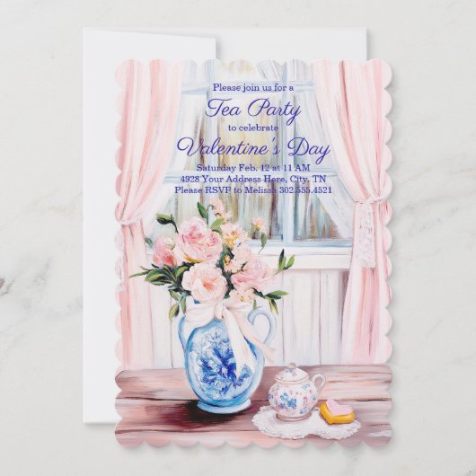 Valentijnsdag Tea Party Uitnodiging (Voorkant)