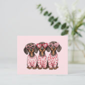 Valentijnsdag Teckel Dogs Briefkaart (Staand voorkant)