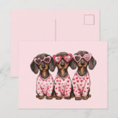 Valentijnsdag Teckel Dogs Briefkaart (Voorkant / Achterkant)