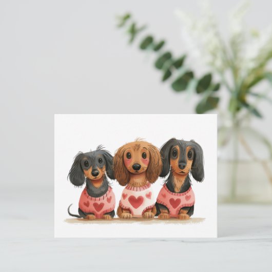 Valentijnsdag Teckel Dogs Briefkaart (Staand voorkant)