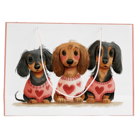 Valentijnsdag Teckel Dogs Groot Cadeauzakje (Achterkant)