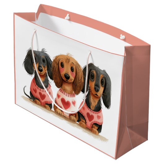 Valentijnsdag Teckel Dogs Groot Cadeauzakje (Achterkant Gekanteld)