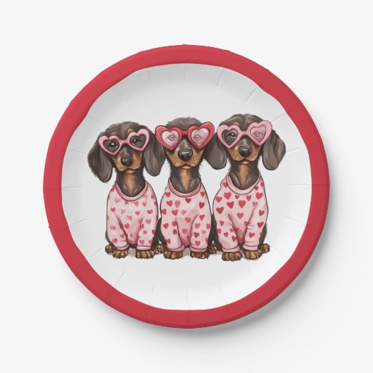 Valentijnsdag Teckel Dogs Papieren Bordje (Voorkant)