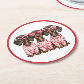Valentijnsdag Teckel Dogs Ronde Kartonnen Onderzetter (Gebogen)