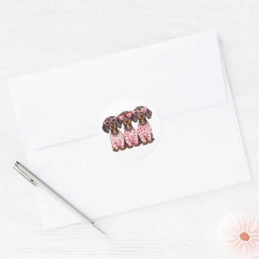Valentijnsdag Teckel Dogs Ronde Sticker (Envelop)