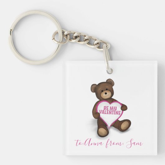Valentijnsdag  Teddy Bear Custom Sleutelhanger (voorkant)