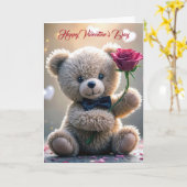 Valentijnsdag Teddy Bear Kaart (Gele Bloem)