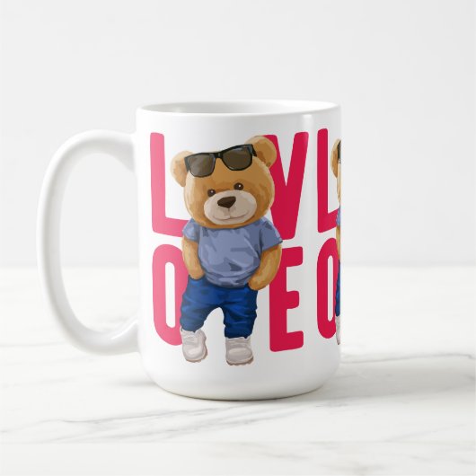 Valentijnsdag Teddy Bear Love Design Koffiemok (Links)
