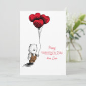 Valentijnsdag Teddy Bear met Kaart van ballonnen (Staand voorkant)