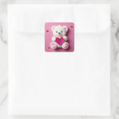 Valentijnsdag Teddy Bear Vierkante Sticker (Tas)