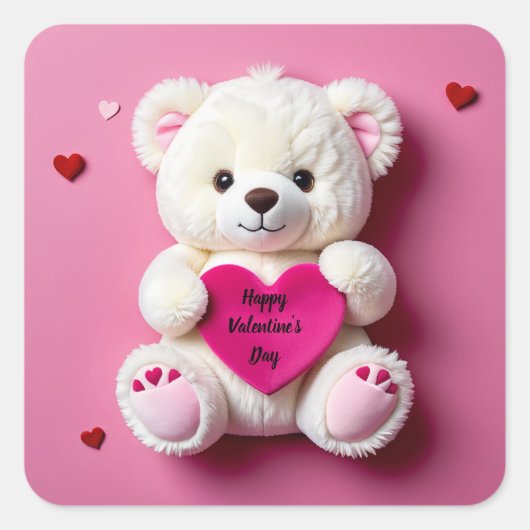 Valentijnsdag Teddy Bear Vierkante Sticker (Voorkant)