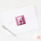 Valentijnsdag Teddy Bear Vierkante Sticker (Envelop)