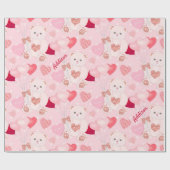 Valentijnsdag Teddy Bear XOXO Heart Patroon Cadeaupapier (Vlak)