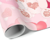 Valentijnsdag Teddy Bear XOXO Heart Patroon Cadeaupapier (Rol Hoek)