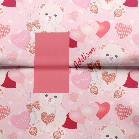 Valentijnsdag Teddy Bear XOXO Heart Patroon Tissuepapier