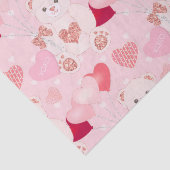 Valentijnsdag Teddy Bear XOXO Heart Patroon Tissuepapier (Detail)