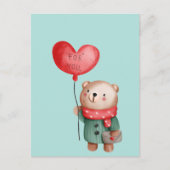 Valentijnsdag teddy beer houdt liefdesballon Ca Briefkaart (Voorkant)