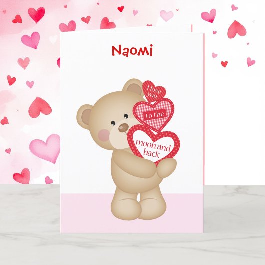 Valentijnsdag teddybeer bij mijn kind naam feestdagen kaart