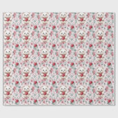 Valentijnsdag teddybeer en Rozen met rode harten Cadeaupapier (Vlak)