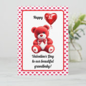 Valentijnsdag Teddybeer kaartgedicht voor kleinkin Feestdagenkaart (Staand voorkant)