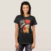 Valentijnsdag teddybeer met hartballon t-shirt (Voorkant volledig)