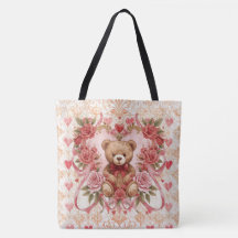 Valentijnsdag ,Teddybeer,Roze Hart en Bloem
