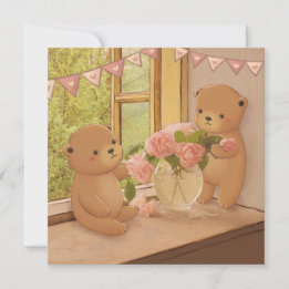 Valentijnsdag: Teddyberen & Bloemen Feestdagenkaart