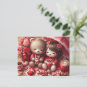 Valentijnsdag teddyberen briefkaart (Staand voorkant)