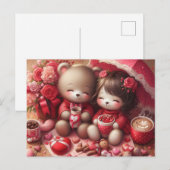 Valentijnsdag teddyberen briefkaart (Voorkant / Achterkant)