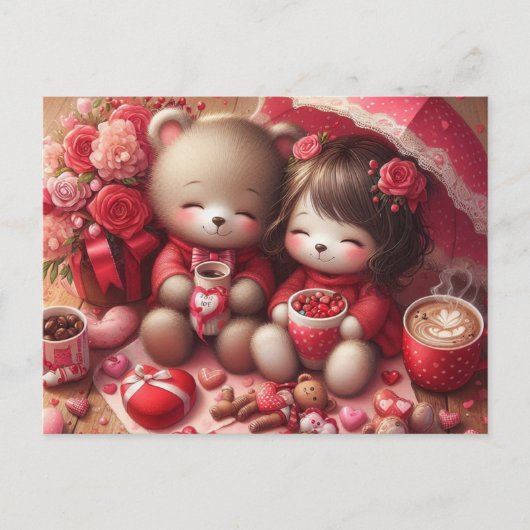 Valentijnsdag teddyberen briefkaart (Voorkant)