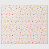 Valentijnsdag tekst en harten op crème cadeaupapier (Vlak)