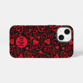 Valentijnsdag telefoonhoesje Leuke harten monogram iPhone Hoesje (Achterkant horizontaal)