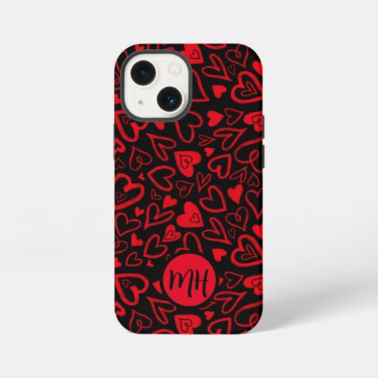 Valentijnsdag telefoonhoesje Leuke harten monogram iPhone Hoesje (Achterkant)