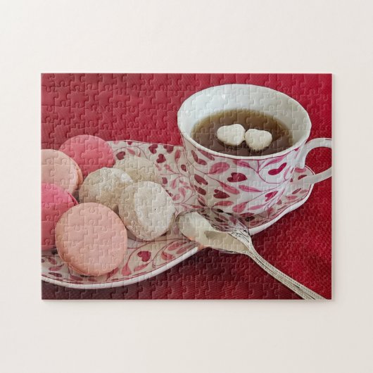 Valentijnsdag thee en koekjes legpuzzel (Horizontaal)