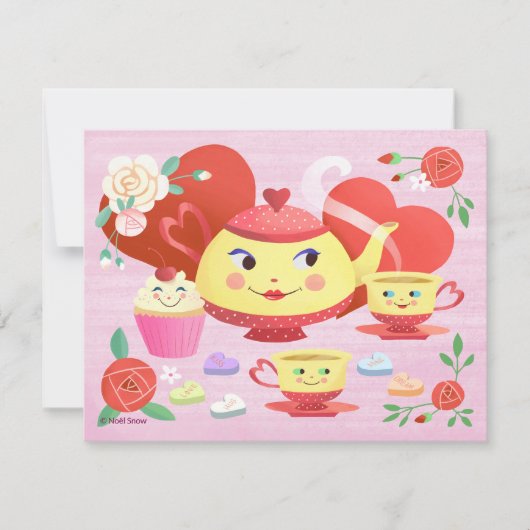 Valentijnsdag theepot theeset kaart (Voorkant)