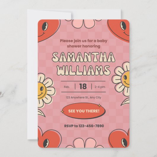 Valentijnsdag thema baby shower uitnodiging (Voorkant)