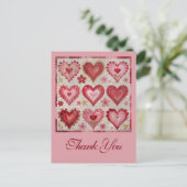Valentijnsdag Thema Quiltpatroon Patchwork Briefkaart (Staand voorkant)