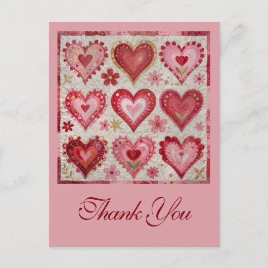 Valentijnsdag Thema Quiltpatroon Patchwork Briefkaart (Voorkant)