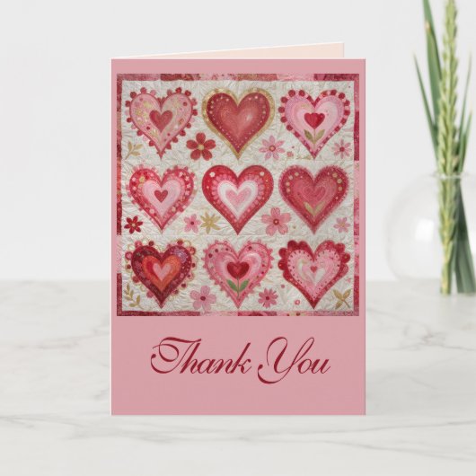 Valentijnsdag Thema Quiltpatroon Patchwork Kaart (Voorkant)