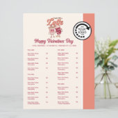 Valentijnsdag thema restaurant Take Out Menu (Staand voorkant)
