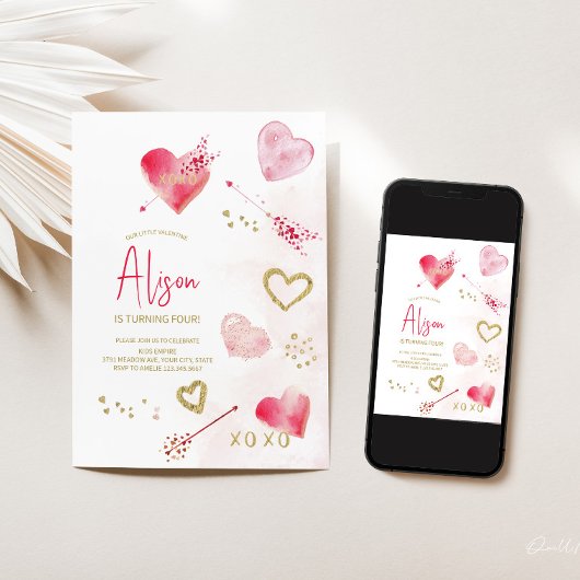 Valentijnsdag thema Verjaardagsuitnodiging Kaart